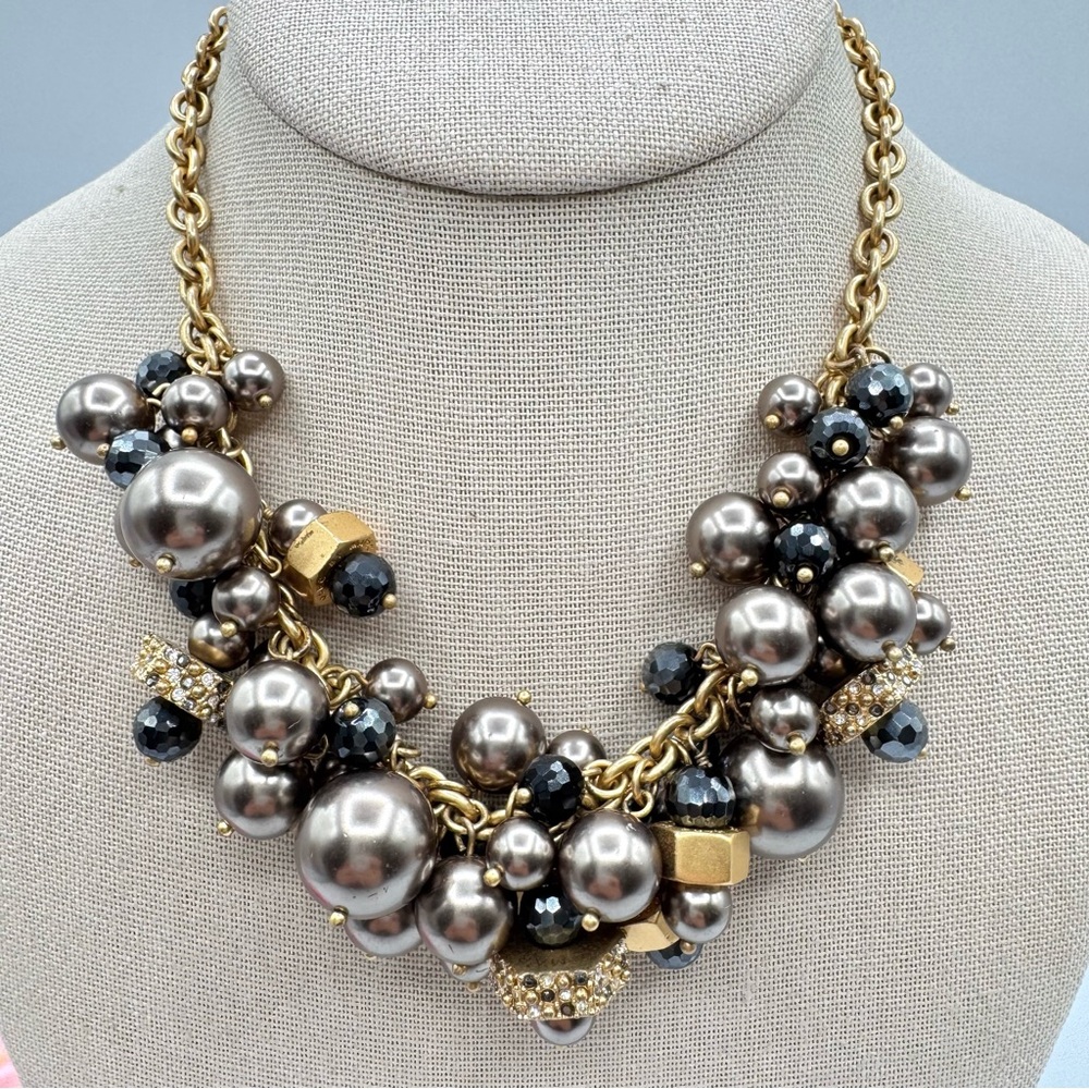 Marc By Marc Jacobs Cha Cha Choker Necklace Faux Pearl Matte Gold Tone Nut Party